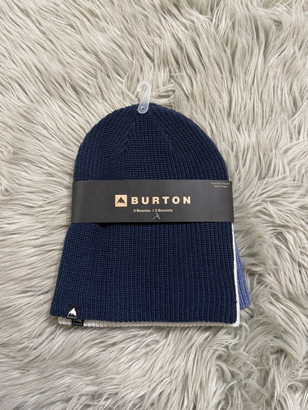 Burton Navy and White Knit Beanie Set